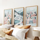 Christmas Village Cute Winter Landscape Posters by Wall Art Set