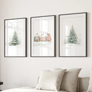 Winter Evergreen Tree Xmas Decor Wall Art Posters by Wall Art Set