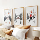 Alpine Skiing Winter Set of 3 Prints Home Wall Art by Wall Art Set