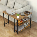 360° Rotating Sofa Side Table with 2-Tier Storage Shelves by LJGDeals