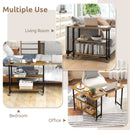 360° Rotating Sofa Side Table with 2-Tier Storage Shelves-Brown