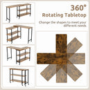 360° Rotating Sofa Side Table with 2-Tier Storage Shelves-Brown