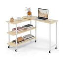 360° Rotating Sofa Side Table with 2-Tier Storage Shelves
