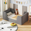 Soft Velvet Fabric Toddler Bed Frame with Safety Rails by LJGDeals