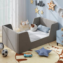Soft Velvet Fabric Toddler Bed Frame with Safety Rails by LJGDeals