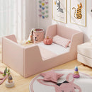 Soft Velvet Fabric Toddler Bed Frame with Safety Rails by LJGDeals
