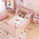 Soft Velvet Fabric Toddler Bed Frame with Safety Rails by LJGDeals
