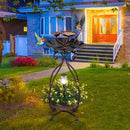 Solar Outdoor Bird Bath Feeder Combo with Flower Planter Pedestal and Solar Lights by LJGDeals
