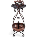 Solar Outdoor Bird Bath Feeder Combo with Flower Planter Pedestal and Solar Lights by LJGDeals