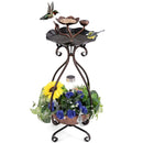 Solar Outdoor Bird Bath Feeder Combo with Flower Planter Pedestal and Solar Lights by LJGDeals