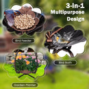 Solar Outdoor Bird Bath Feeder Combo with Flower Planter Pedestal and Solar Lights by LJGDeals