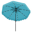 9.3 Feet Solar Patio Umbrella with 24 LED Lights Vented Top and Ruffles-Beige by LJGDeals