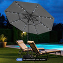 10 Feet Solar Patio Umbrella with 32 LED Lights 3-Tier Vented Top by LJGDeals