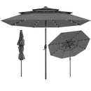 10 Feet Solar Patio Umbrella with 32 LED Lights 3-Tier Vented Top by LJGDeals