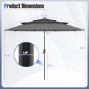 10 Feet Solar Patio Umbrella with 32 LED Lights 3-Tier Vented Top-Gray