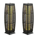 2 Pieces Solar-Powered Square Wicker Floor Lamps with Auto LED Light