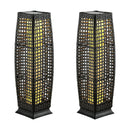2 Pieces Solar-Powered Square Wicker Floor Lamps with Auto LED Light by LJGDeals