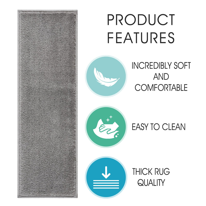 Stair Treads Rug 9"x28" Solid Collection | Gray
