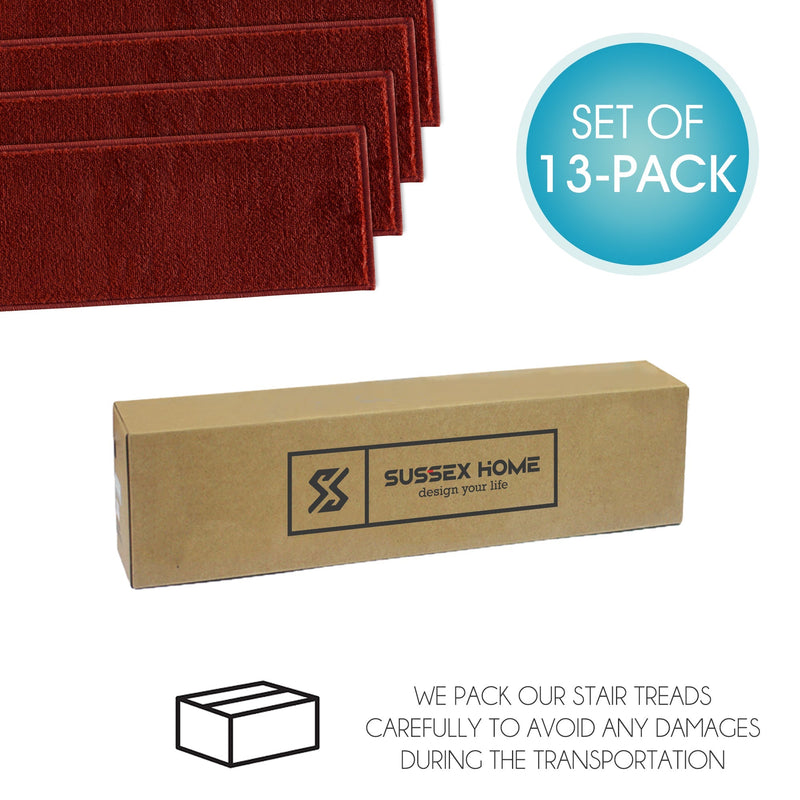 Stair Treads Rug 9"x28" Solid Collection | Red