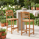 Acacia Wood Bar Stools with Curved Backrest - 400 LBS Capacity by LJGDeals