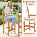 Acacia Wood Bar Stools with Curved Backrest - 400 LBS Capacity by LJGDeals