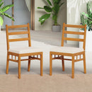 Solid Acacia Wood Patio Chair Set of 2 Armless Chair-White by LJGDeals
