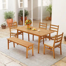Solid Acacia Wood Patio Chair Set of 2 Armless Chair-White by LJGDeals