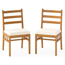 Solid Acacia Wood Patio Chair Set of 2 Armless Chair-White by LJGDeals