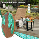 Solid Live Edge Round Teak Wood Outdoor End Table with Epoxy Resin Tabletop by LJGDeals