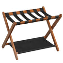 Solid Rubberwood Folding Luggage Rack with Nylon Shelves by LJGDeals