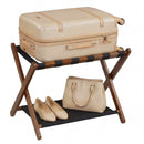 Solid Rubberwood Folding Luggage Rack with Nylon Shelves by LJGDeals