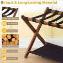 Solid Rubberwood Folding Luggage Rack with Nylon Shelves by DirectDeals