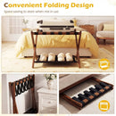 Solid Rubberwood Folding Luggage Rack with Nylon Shelves by LJGDeals