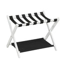 Solid Rubberwood Folding Luggage Rack with Nylon Shelves by DirectDeals