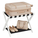Solid Rubberwood Folding Luggage Rack with Nylon Shelves by LJGDeals