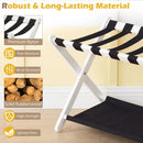 Solid Rubberwood Folding Luggage Rack with Nylon Shelves by LJGDeals