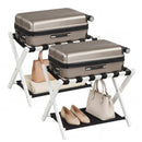 Solid Rubberwood Folding Luggage Rack with Nylon Shelves Set of 2