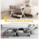 Solid Rubberwood Folding Luggage Rack with Nylon Shelves Set of 2