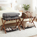 Solid Rubberwood Folding Luggage Rack with Nylon Shelves Set of 2 by LJGDeals