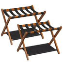 Solid Rubberwood Folding Luggage Rack with Nylon Shelves Set of 2 by LJGDeals