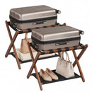 Solid Rubberwood Folding Luggage Rack with Nylon Shelves Set of 2 by LJGDeals
