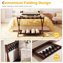 Solid Rubberwood Folding Luggage Rack with Nylon Shelves Set of 2 by DirectDeals