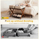 Solid Rubberwood Folding Luggage Rack with Nylon Shelves Set of 2