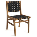Teak Wood Outdoor Dining Chair with Woven Strap Back by DirectDeals