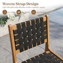Teak Wood Outdoor Dining Chair with Woven Strap Back by LJGDeals