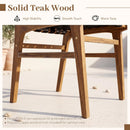 Teak Wood Outdoor Dining Chair with Woven Strap Back by LJGDeals