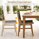 Teak Wood Outdoor Dining Chair with Woven Strap Back by LJGDeals