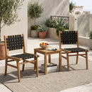 Teak Wood Outdoor Dining Chair with Woven Strap Back by LJGDeals
