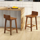 Wood Bar Stools Set of 2 with Solid Back and Seat by LJGDeals