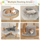 Solid Wood Cat Tower with Top Cattail Basket Cat Bed by LJGDeals
